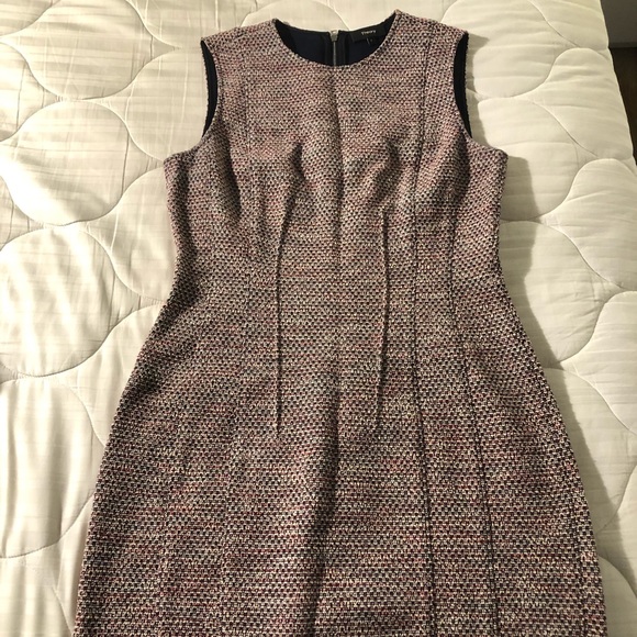 Theory Hourglass Tweed blue/pink/white work dress - Picture 3 of 12